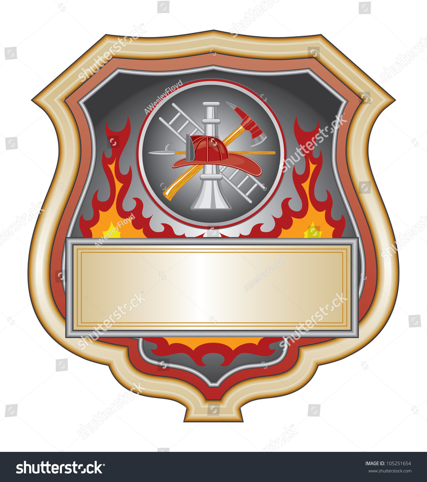 Firefighter Shield Illustration Firefighter Fire Department Stock