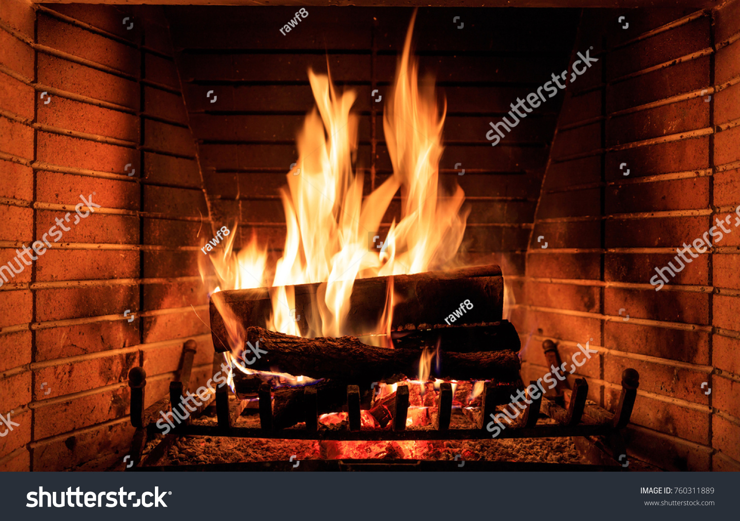 Fireplace Burning Wood Logs Cozy Warm Stock Photo Edit Now 760311889