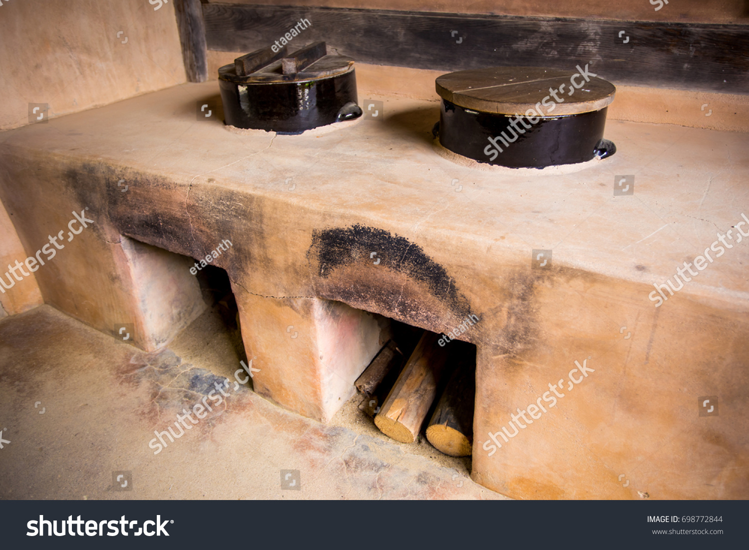 Fireplace Cooking Ancient People Traditional Kitchen Stock Photo