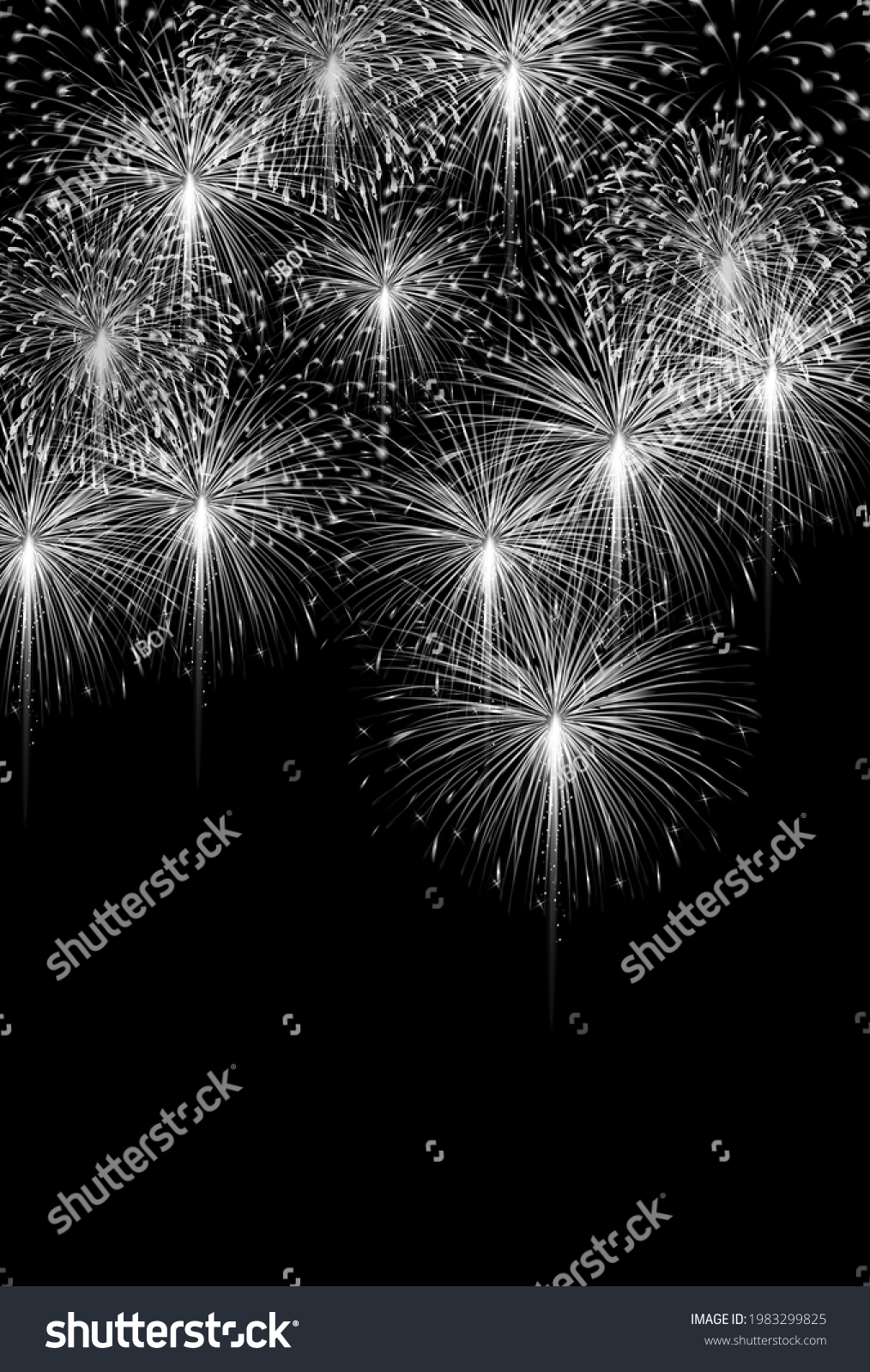 Fireworks Night Sky Landscape Background Stock Illustration 1983299825 ...