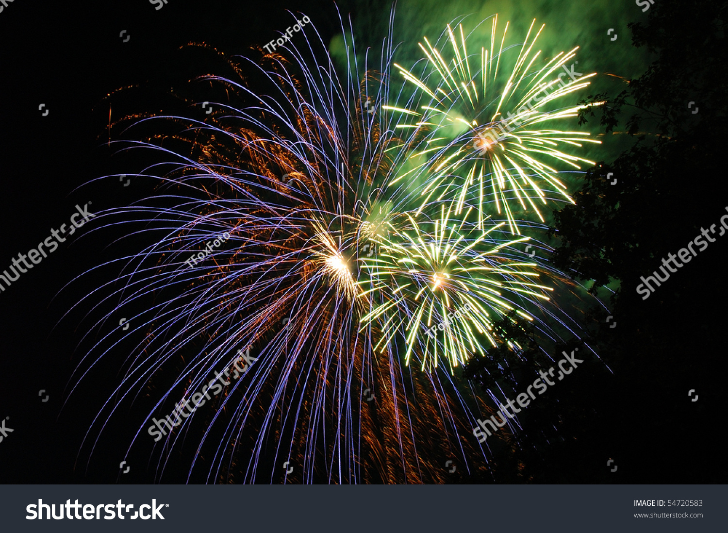 Fireworks Show Fir Grove All American Stock Photo 54720583 Shutterstock