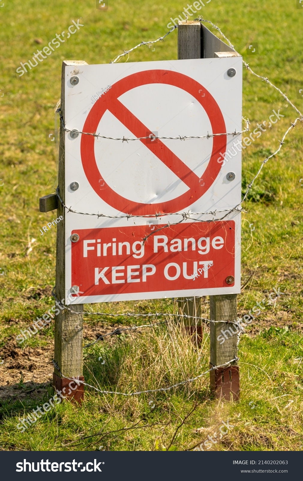 Firing Range Warning Sign Wrapped Barbed Stock Photo 2140202063 ...