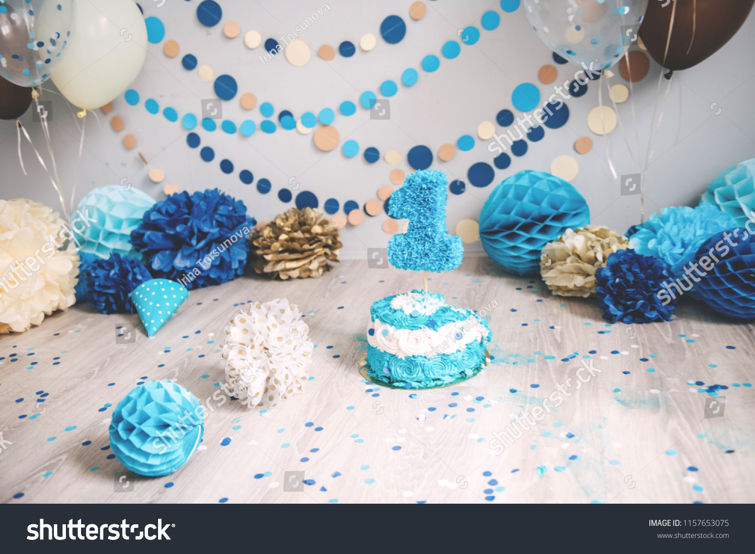 Fake Cake for Photo Shoots Birthday Party Decor Smash Cake Prop First Birthday Home Decor Blue Ombre Ruffle Cake