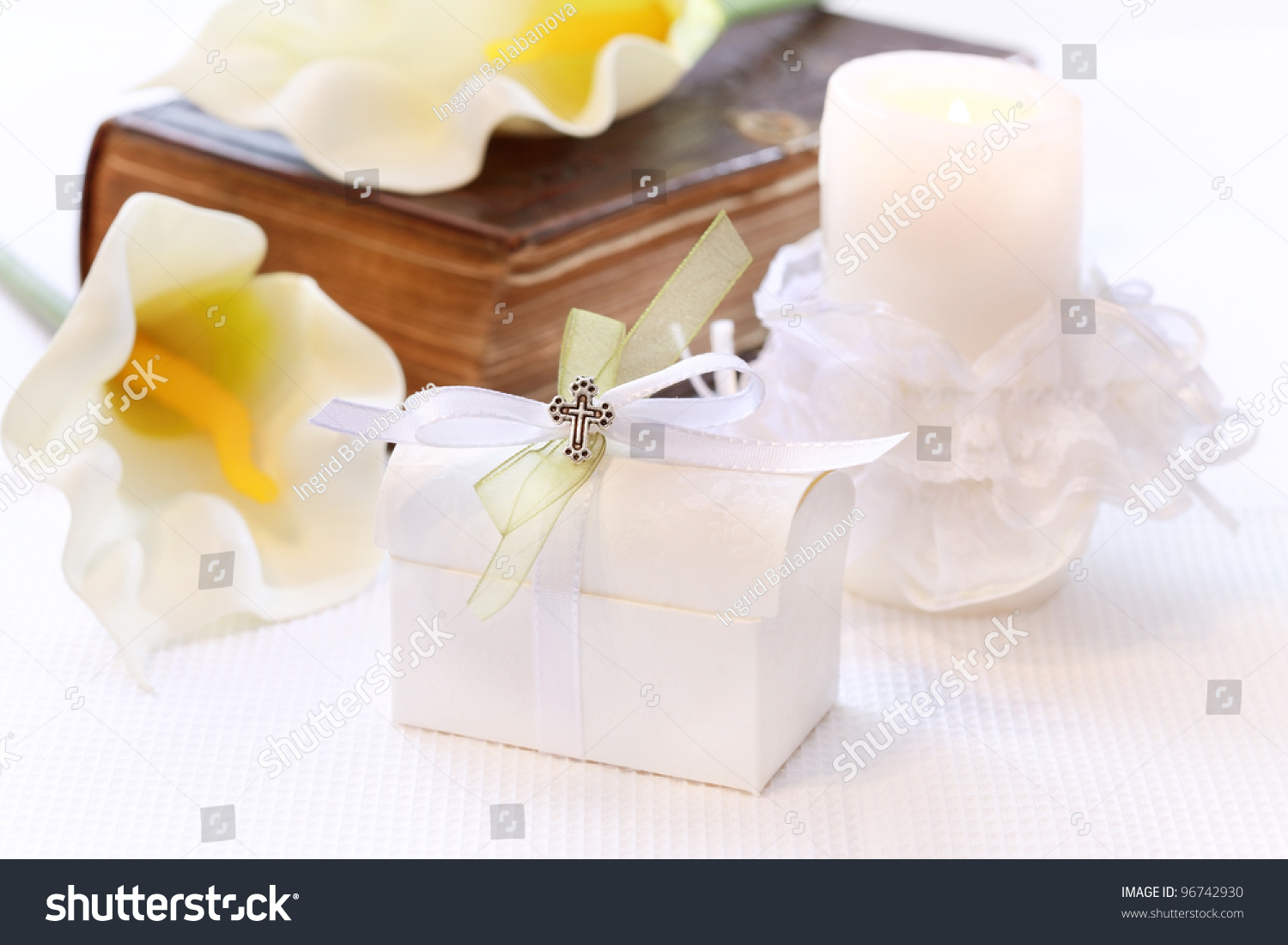 First Holy Communion Confirmation Candle Open Stock Photo Edit