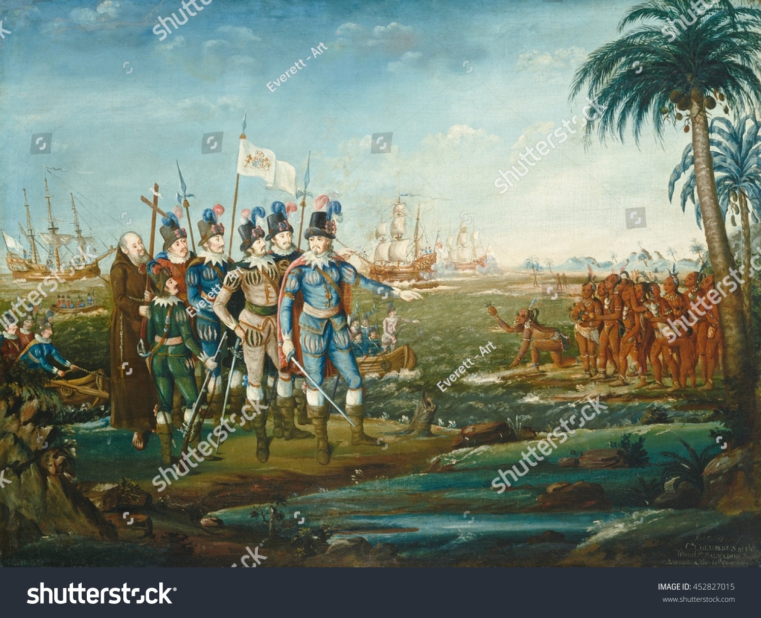 First Landing Christopher Columbus By Frederick Stock Illustration