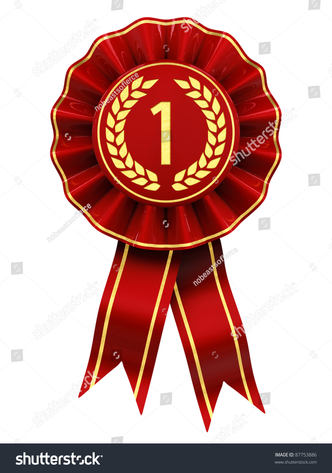 First Place Winner , Red And Gold Rosette , Isolated On White Stock ...