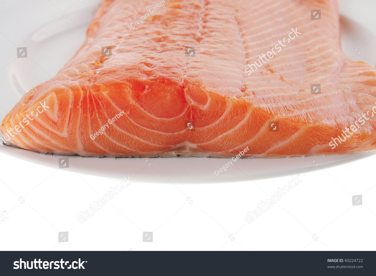 Fish Food : Fresh Raw Red Fish Fillet On White Plate Isolated On White ...