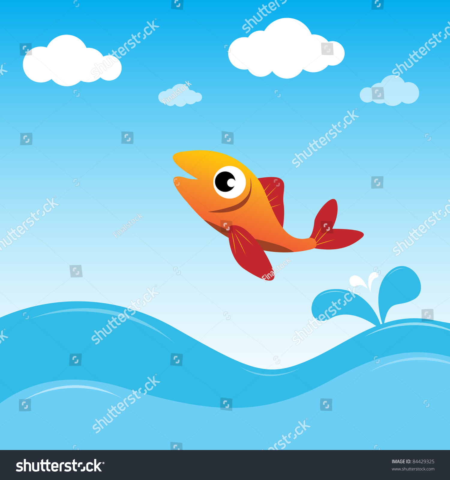 Fish Jumping Out Water Stock Illustration