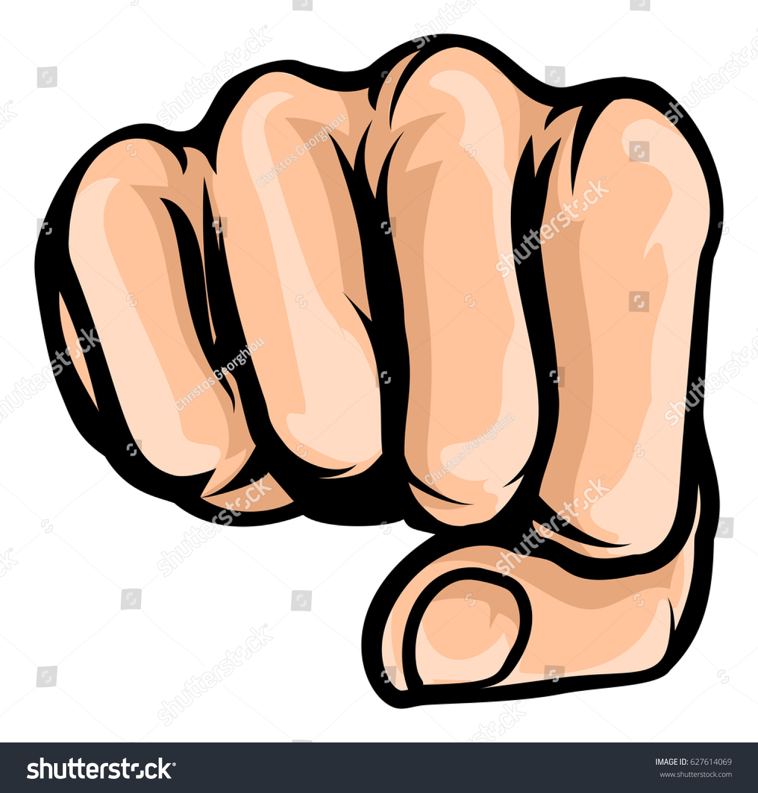 Fist Front Cartoon Pop Art Comicbook Stock Illustration 627614069