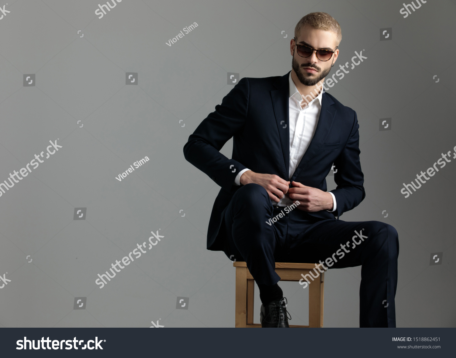 Fit Formal Business Man Wearing Navy Stock Photo 1518862451 | Shutterstock