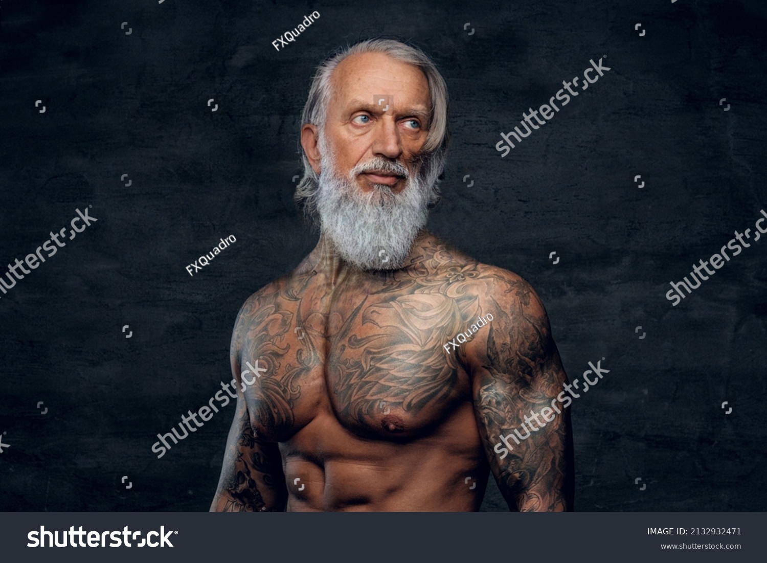 Fitnes Grandfather Bodybuilder Long Beard Naked Stock Photo Shutterstock