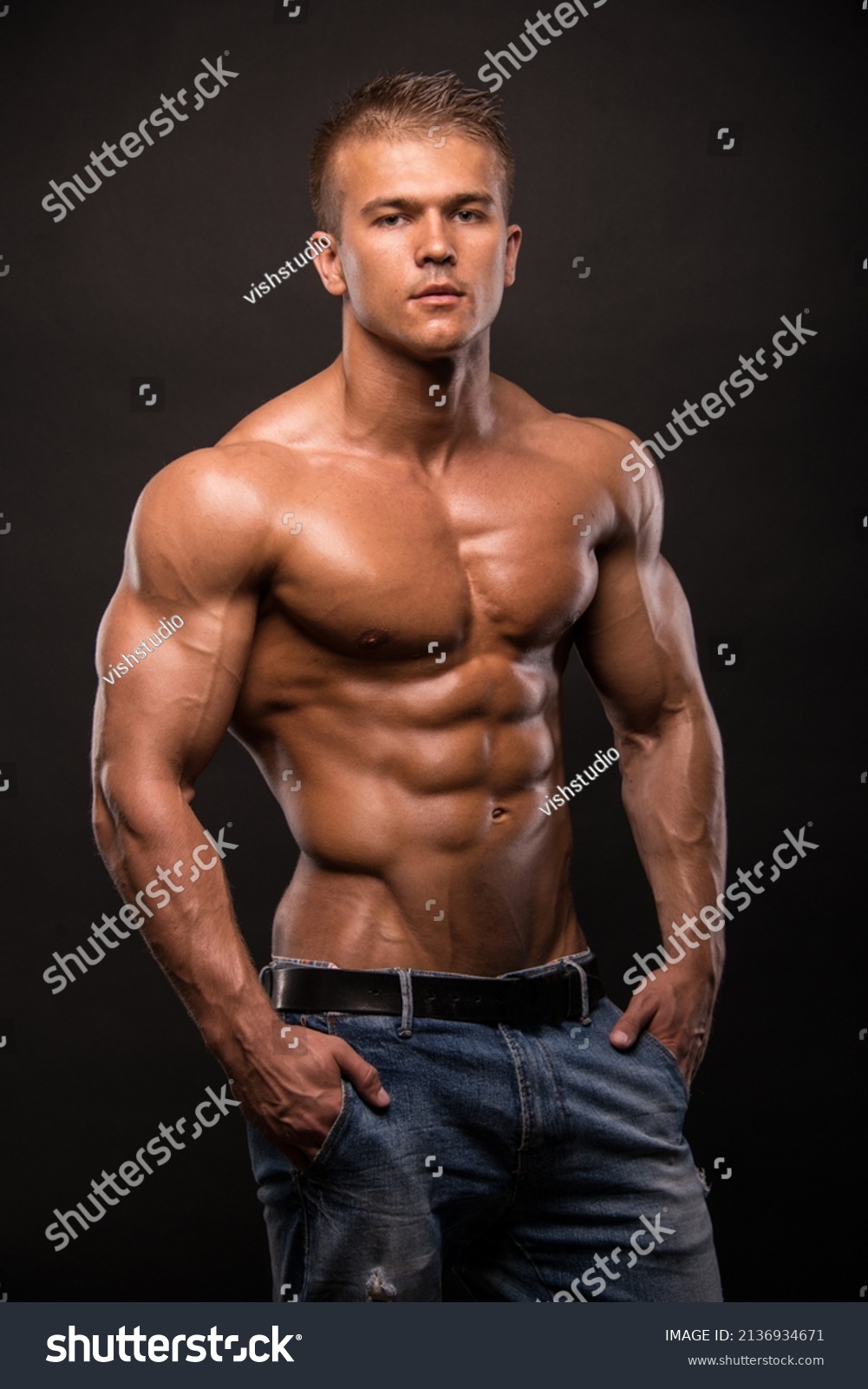Fitness Male Model Studio Stock Photo 2136934671 | Shutterstock