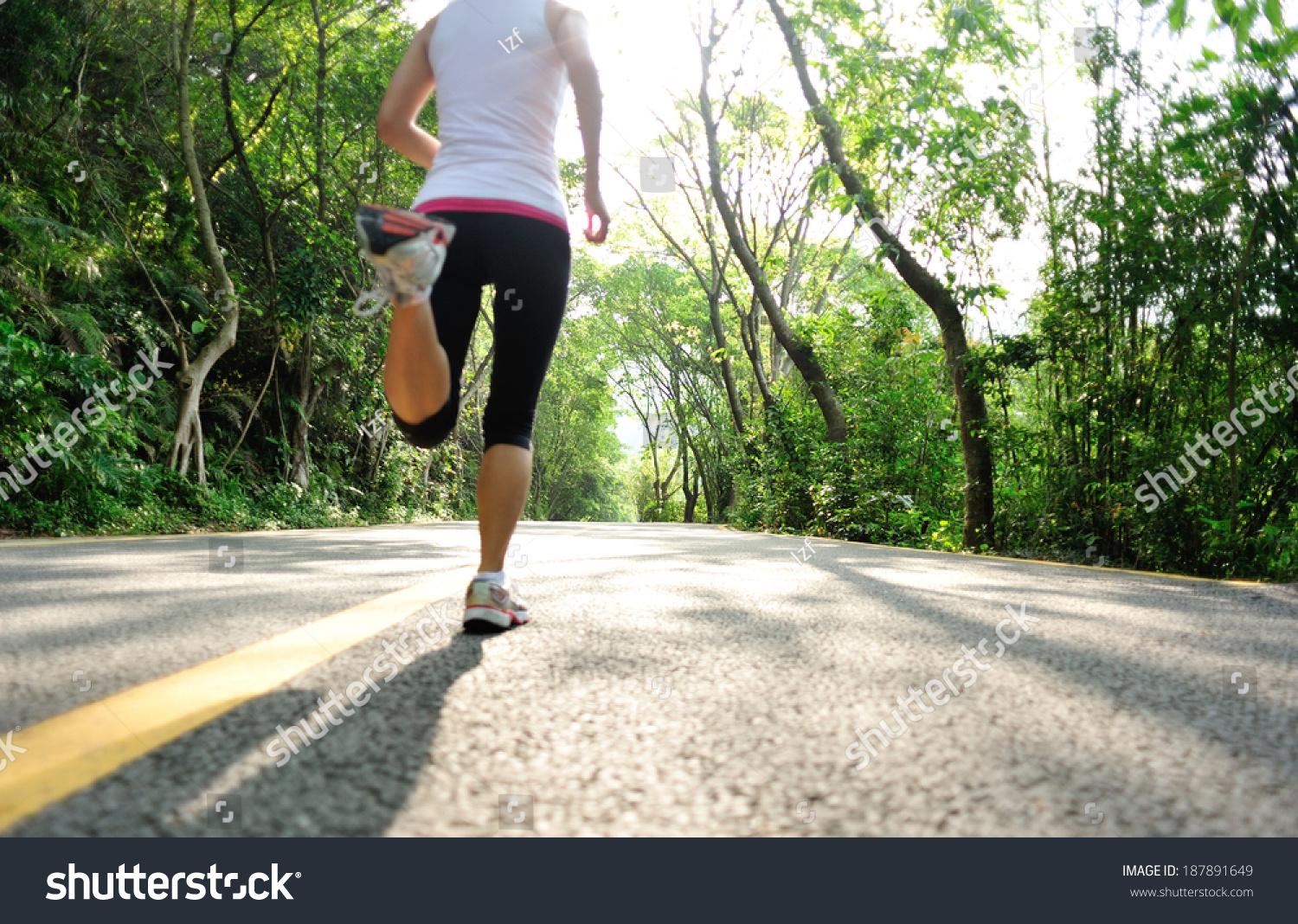 Fitness Woman Legs Running Forest Road Stock Photo 187891649 | Shutterstock