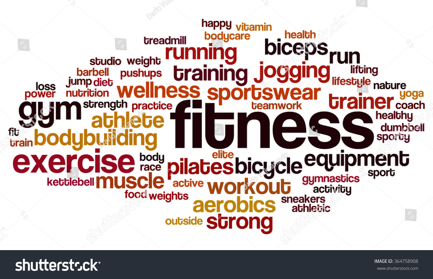 Fitness Word Cloud Workout Typography Background Stock Illustration ...