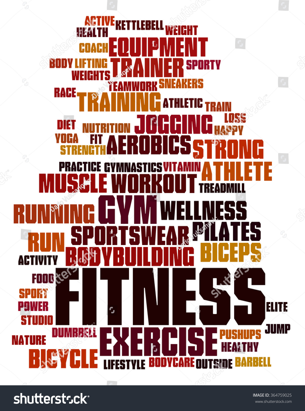 Fitness Word Cloud Workout Typography Background Stock Illustration ...