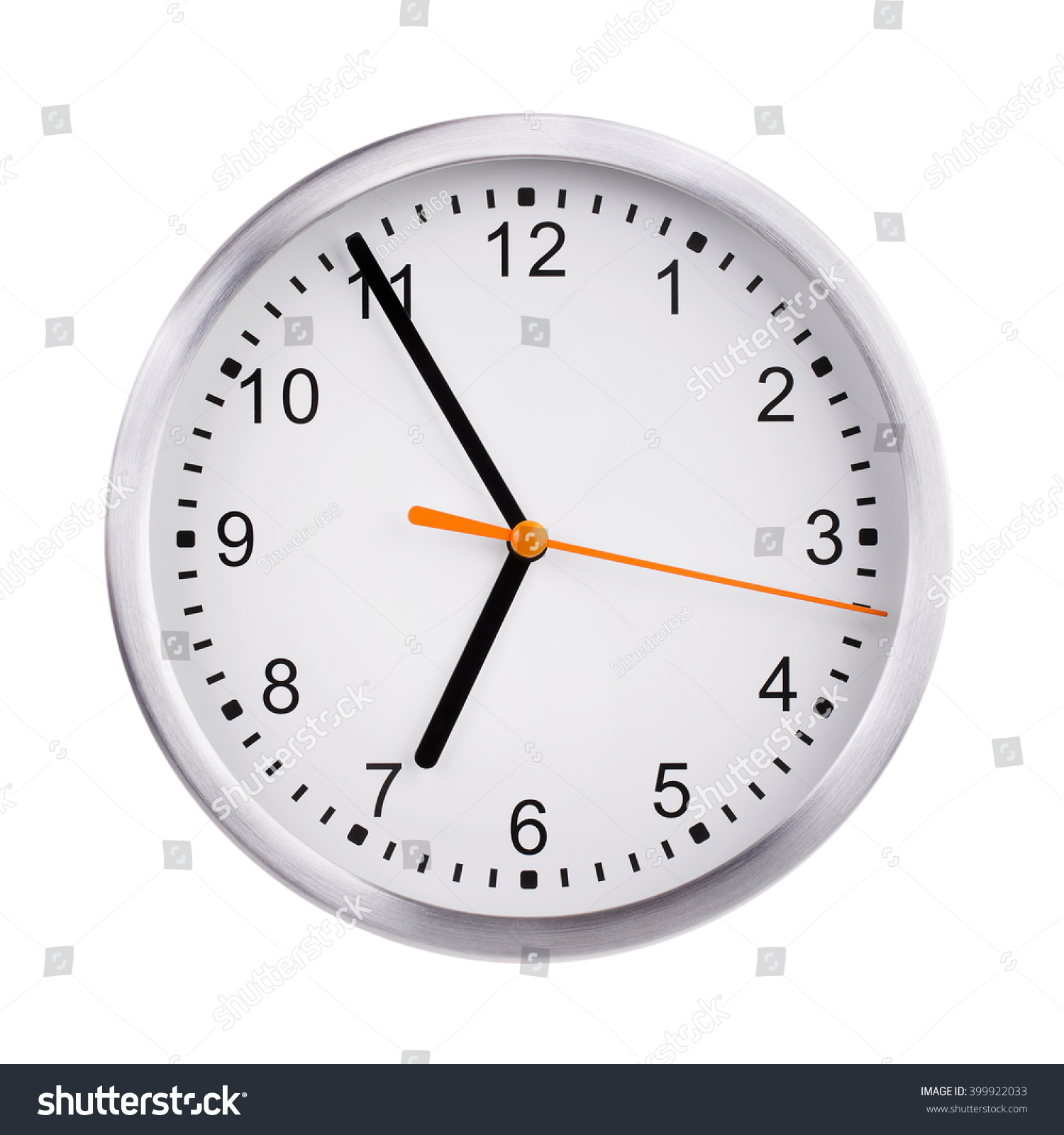 Five Minutes Seven On Round Clock Stock Photo (Edit Now) 399922033