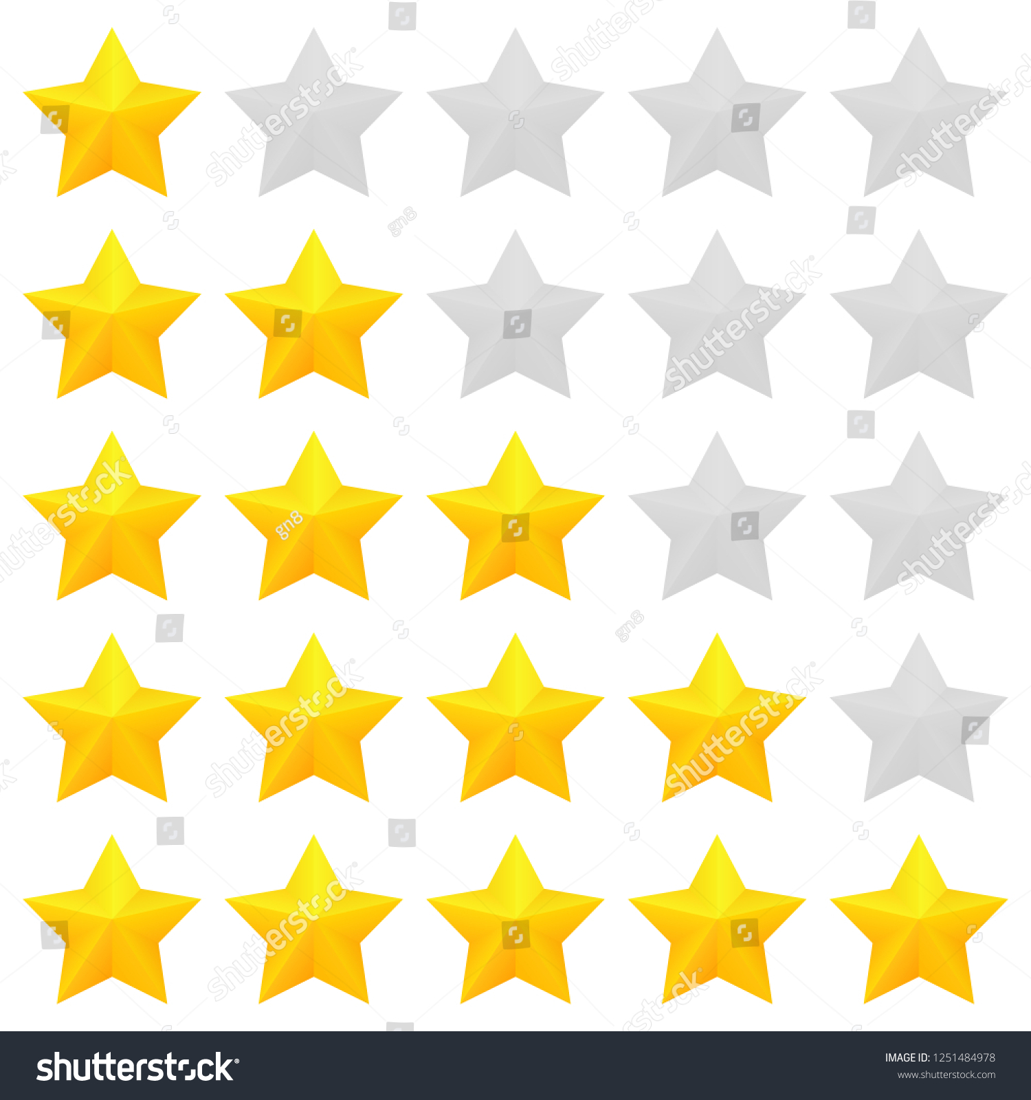 Five Star Rating Different Ranks One Stock Illustration