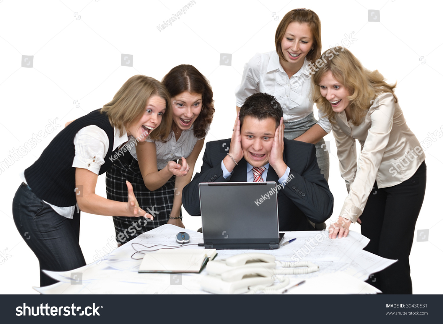 Five Young Business People Office Surprised Stock Photo 39430531 ...