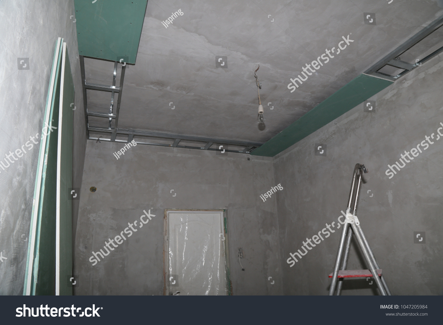 Fixing Plaster Boards Ceiling House Under Stock Photo Edit Now