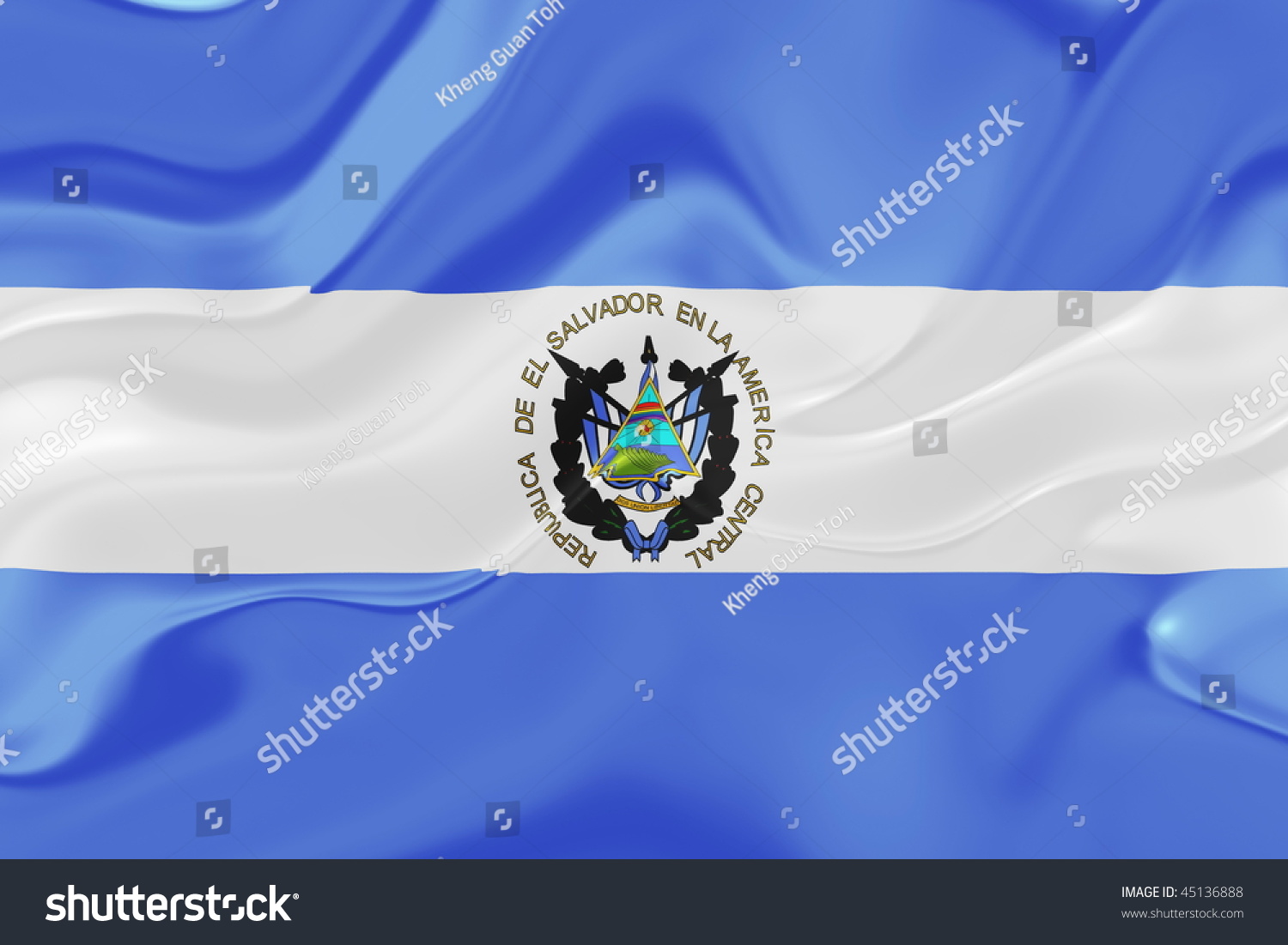 Flag Of El Salvador, National Country Symbol Illustration Wavy Fabric ...