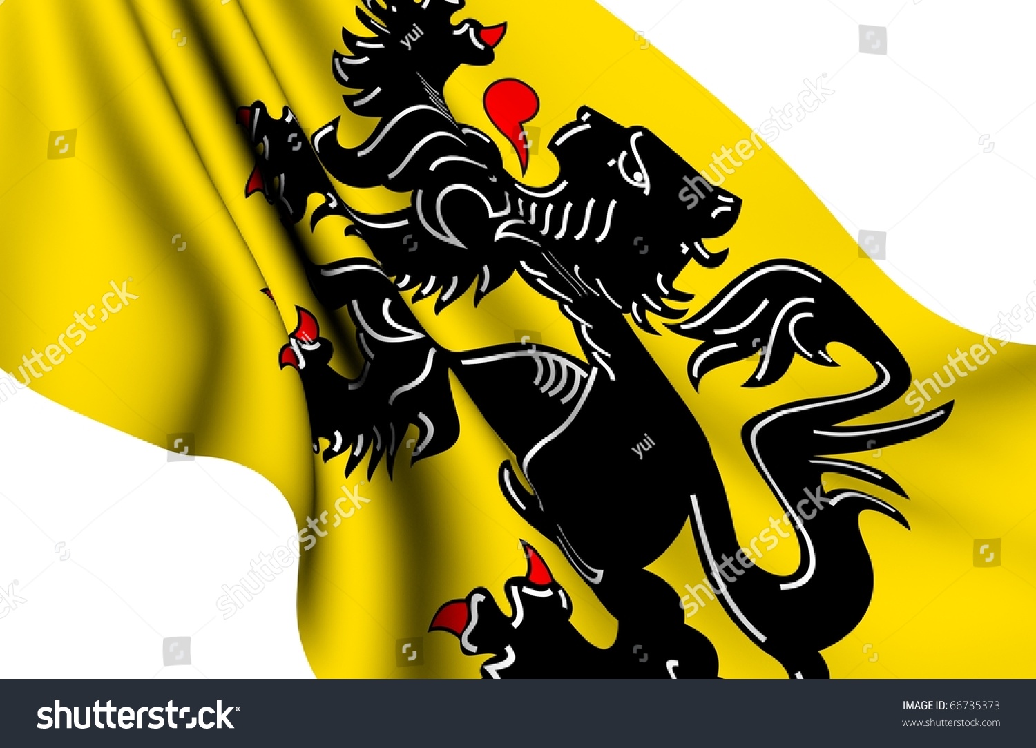 Flag Of Flanders Against White Background. Close Up. Stock Photo ...