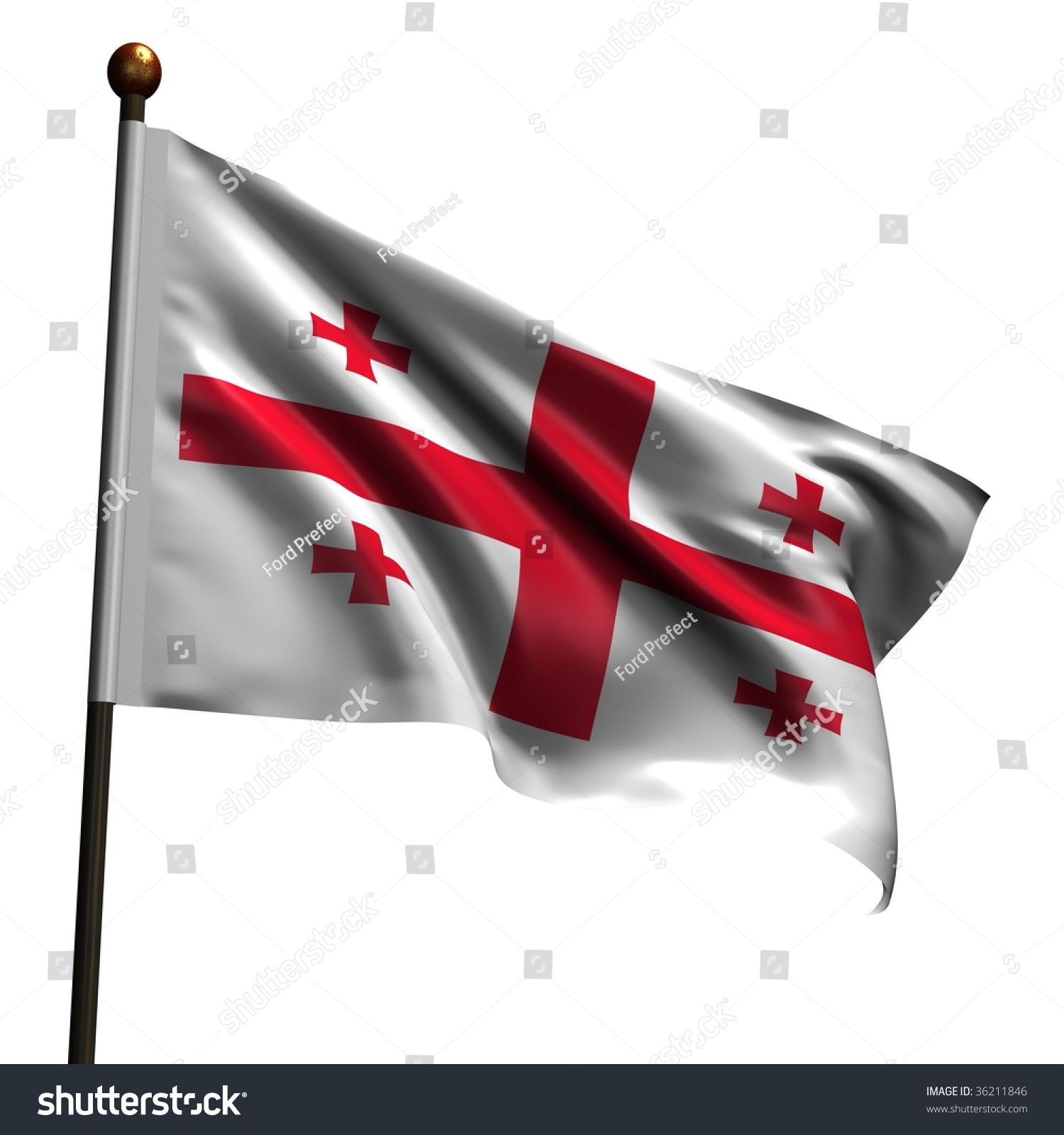 Flag Of Georgia. High Resolution 3d Render Isolated On White With ...