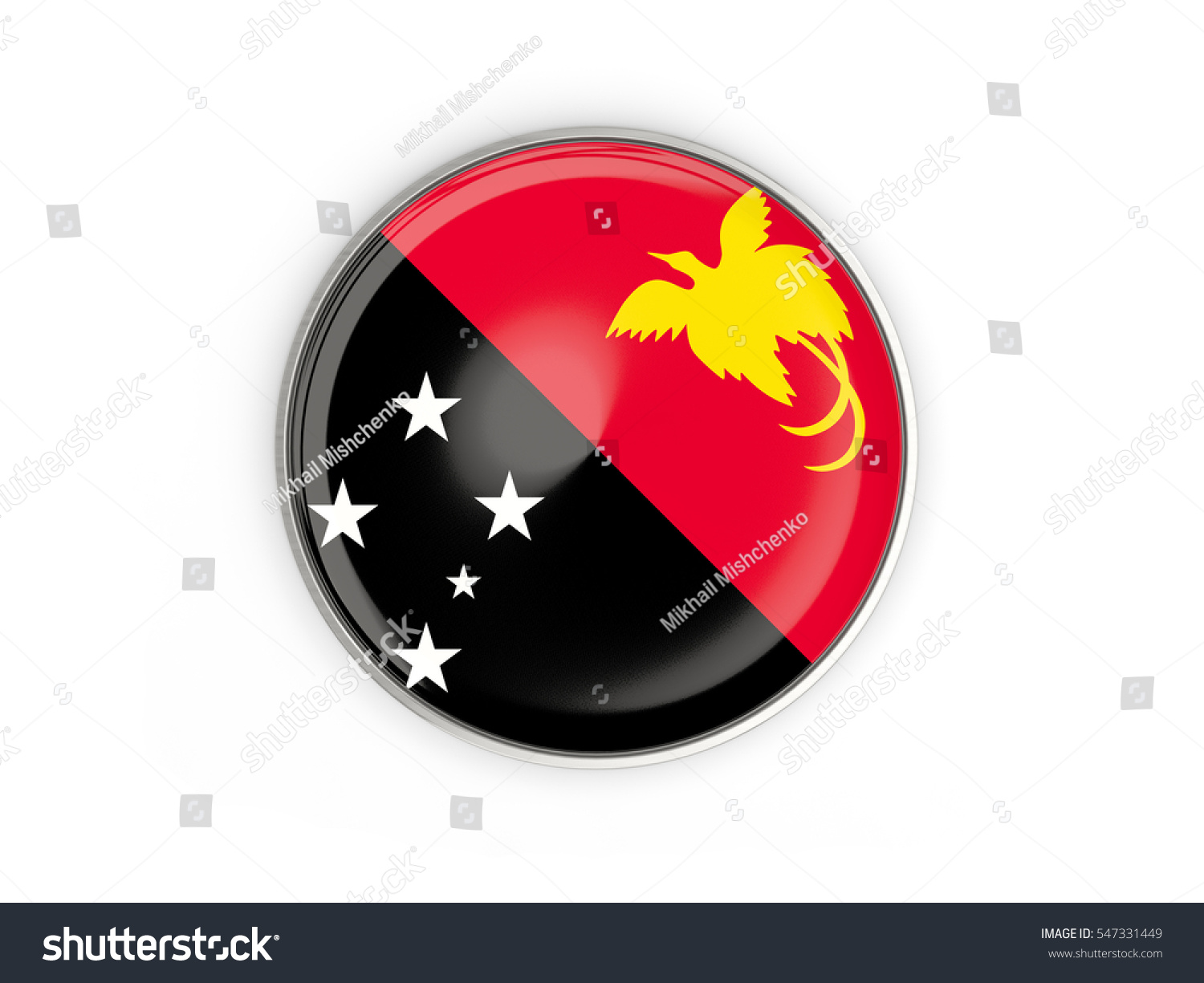 Flag Papua New Guinea Round Icon Stock Illustration 547331449 