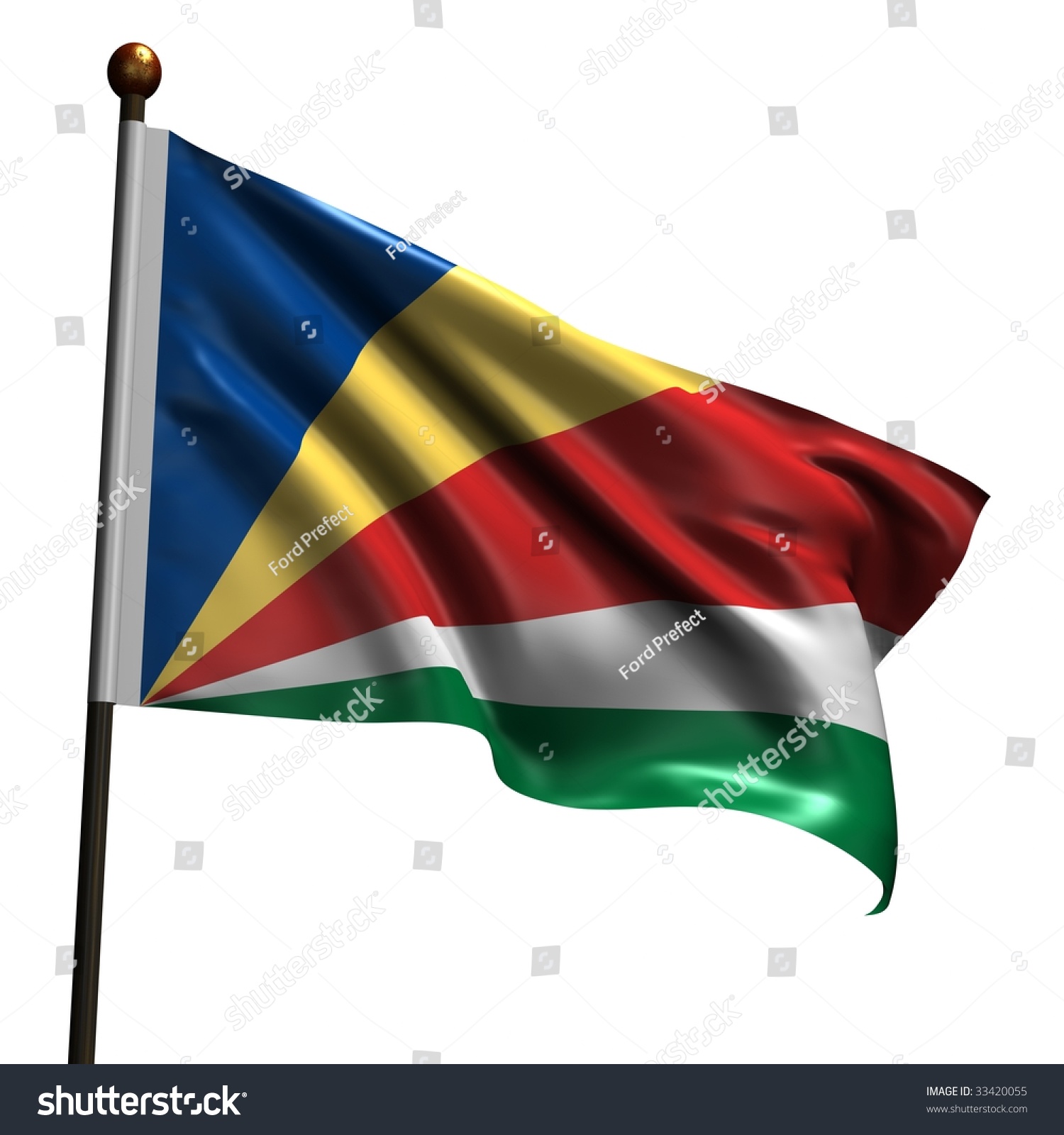 Flag Of Seychelles. High Resolution 3d Render Isolated On White. Stock ...