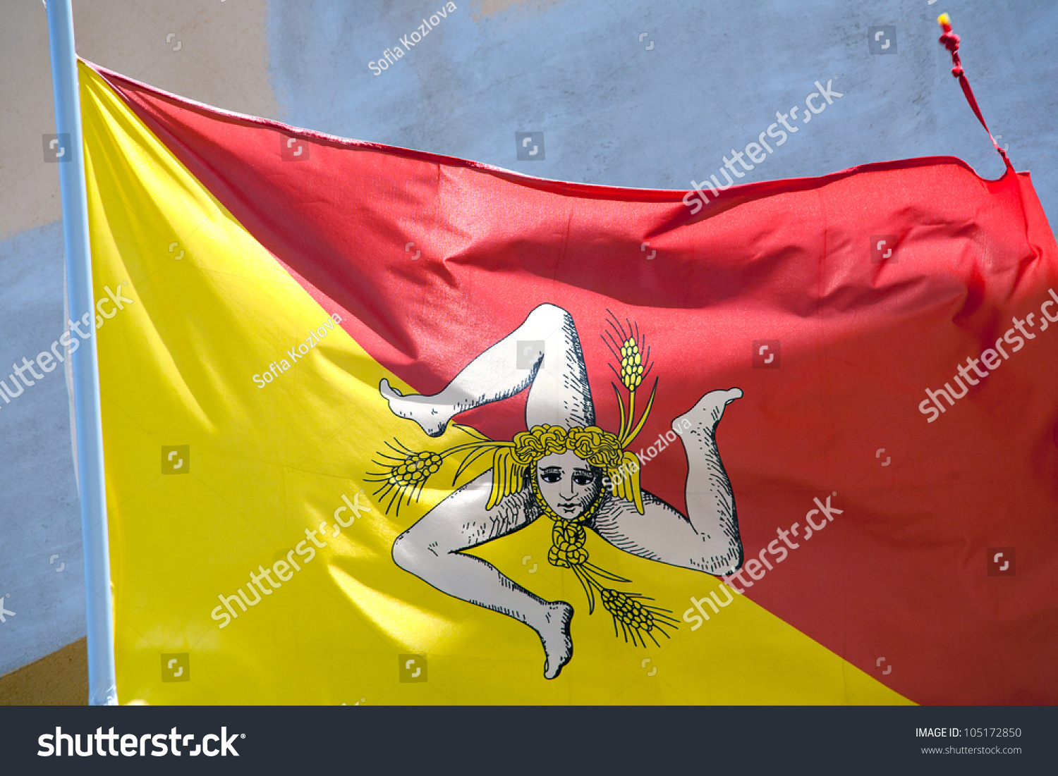 Flag Sicily Triskelion Threelegged Symbol Stock Photo 105172850