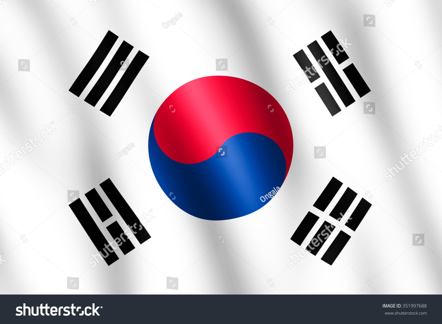 風になびく韓国国旗 織物に波状の折り目が付く 画像は 国旗の公式比率 2 3 です のイラスト素材