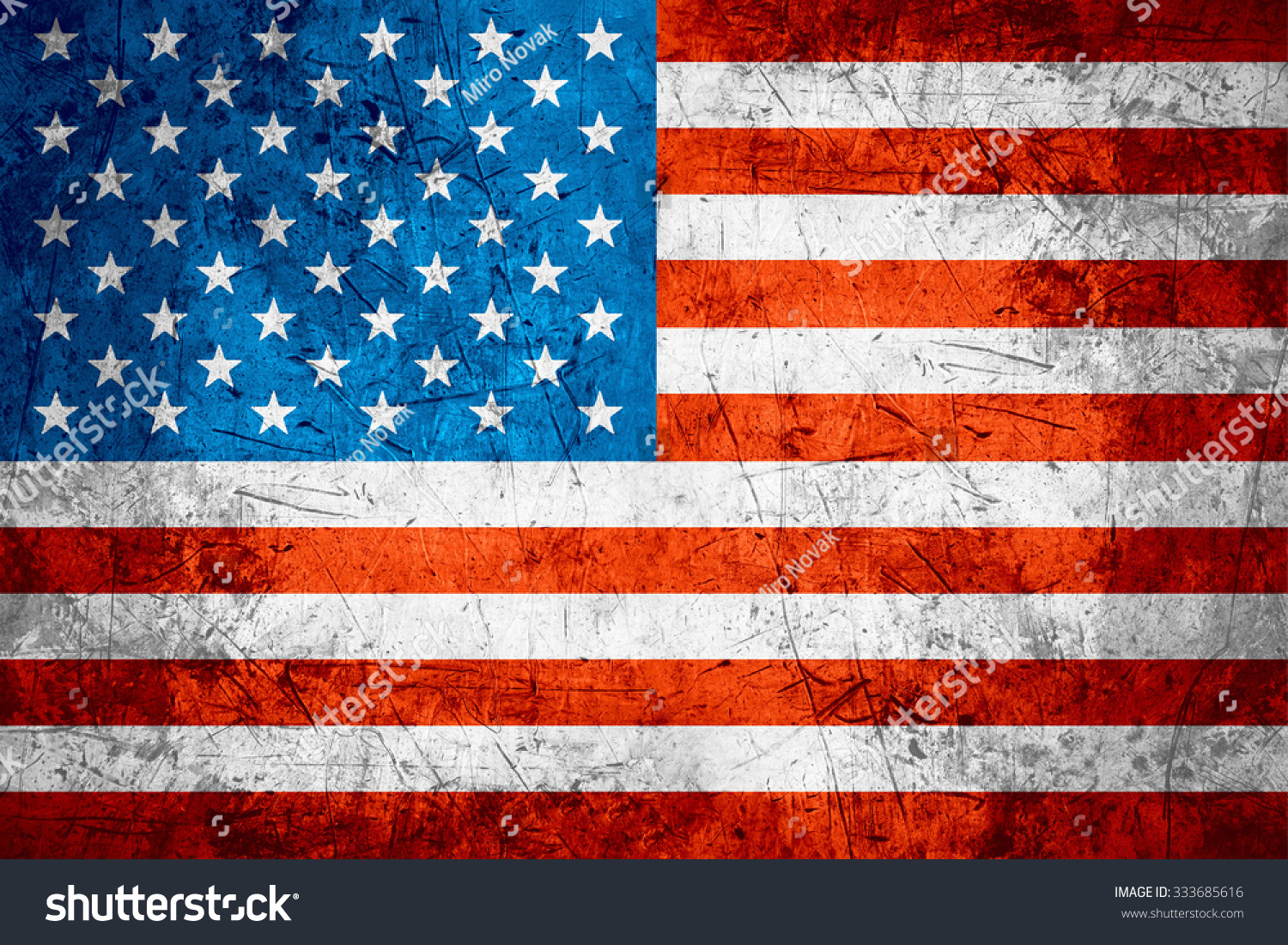Flag Of United States Or American Banner On Rough Pattern Metal ...