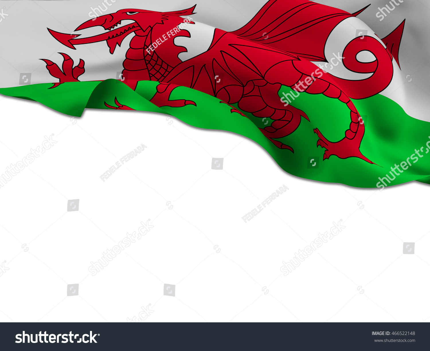 Flag Of Wales Waving On A White Background Left For Your Creativity-3d ...