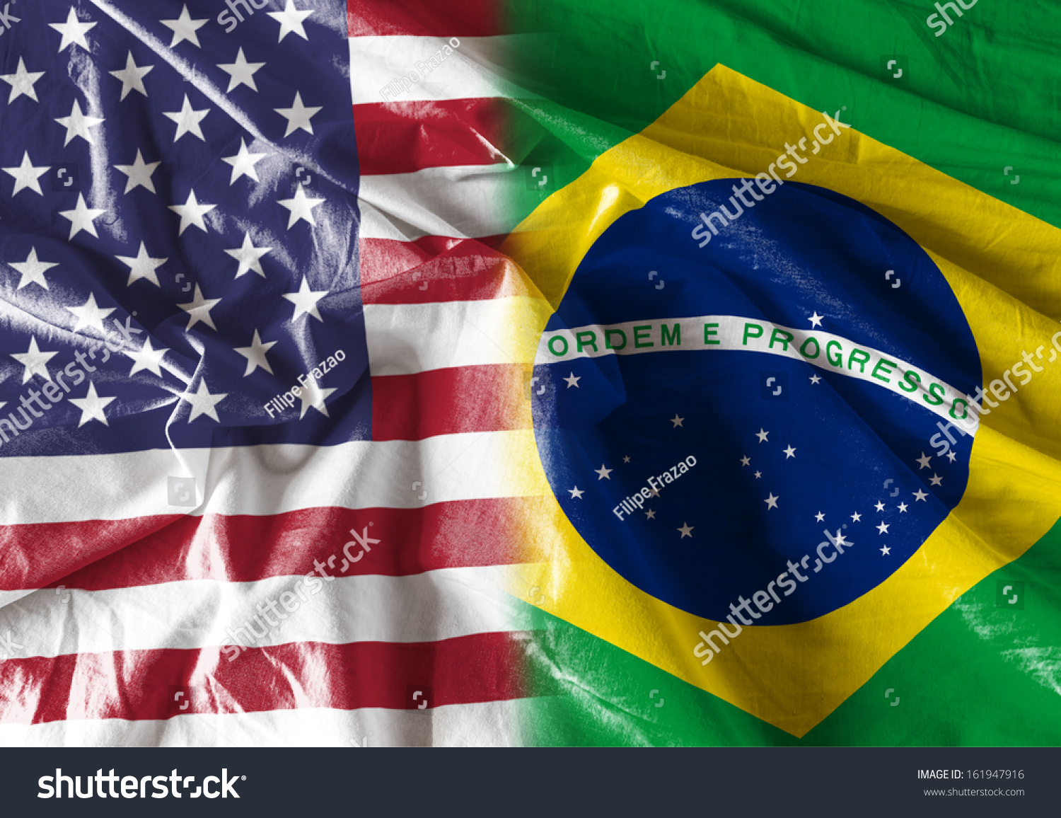 Flag Symbolizing The Relationship Between Usa And Brazil Stock Photo ...