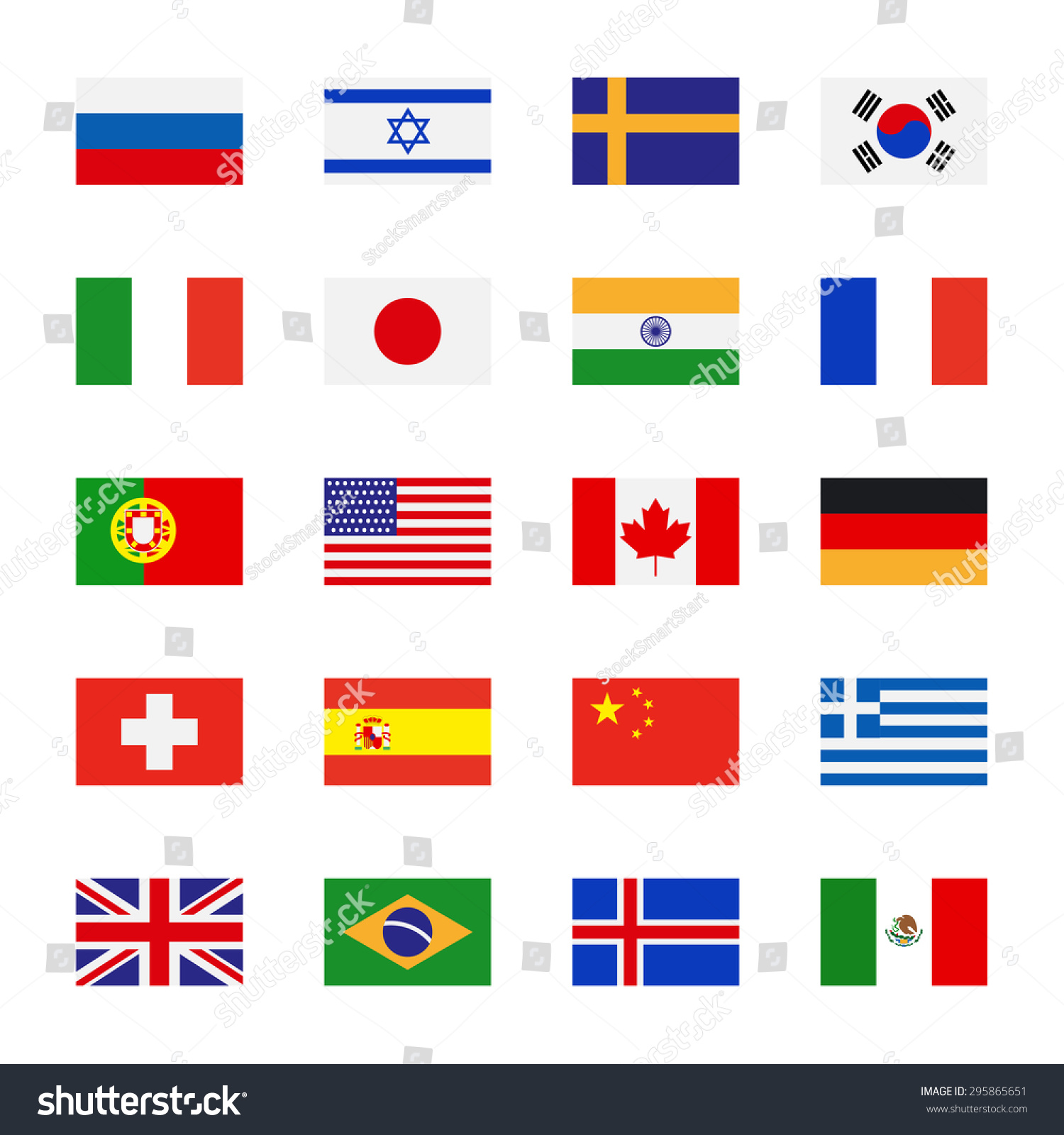 Flags Icons Flat Style Simple Flags Stock Illustration 295865651