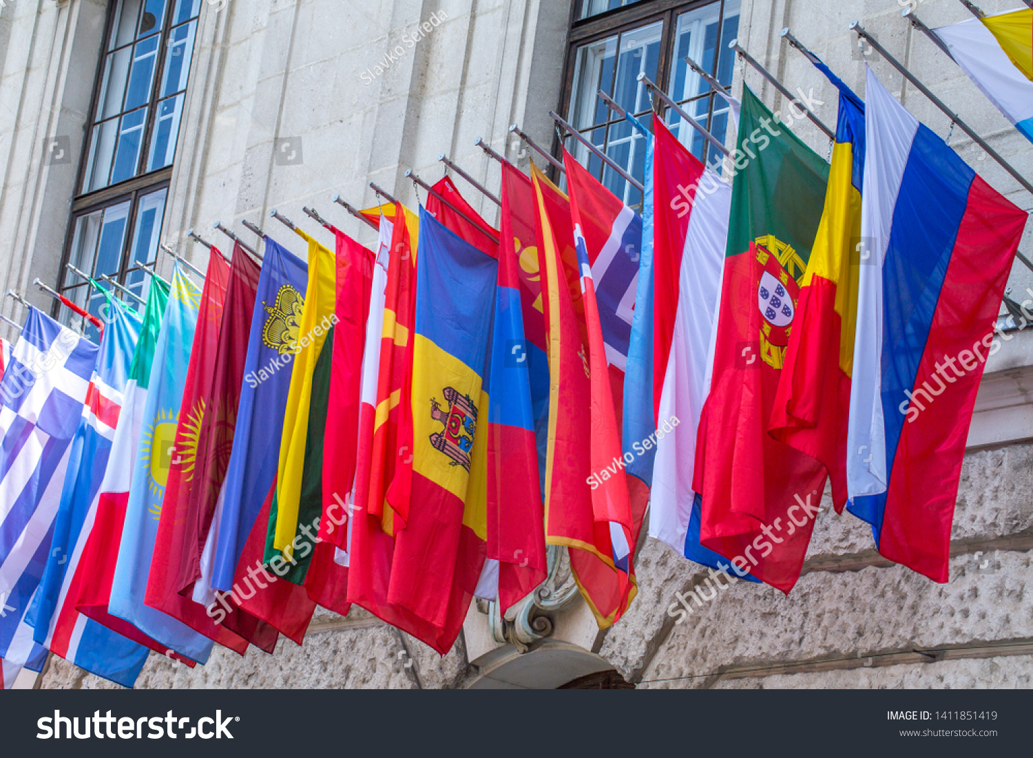 Flags Almost All Countries Northern Hemisphere Stock Photo Edit Now