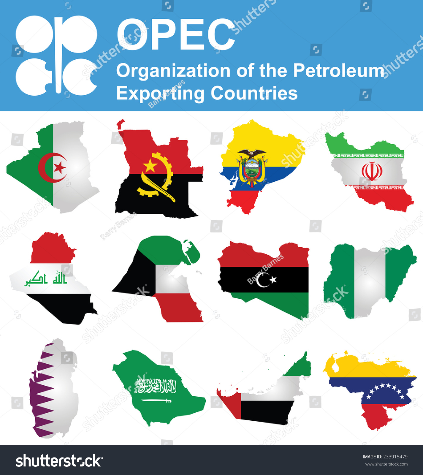 Flags Opec Organization Petroleum Exporting Countries Stock ...