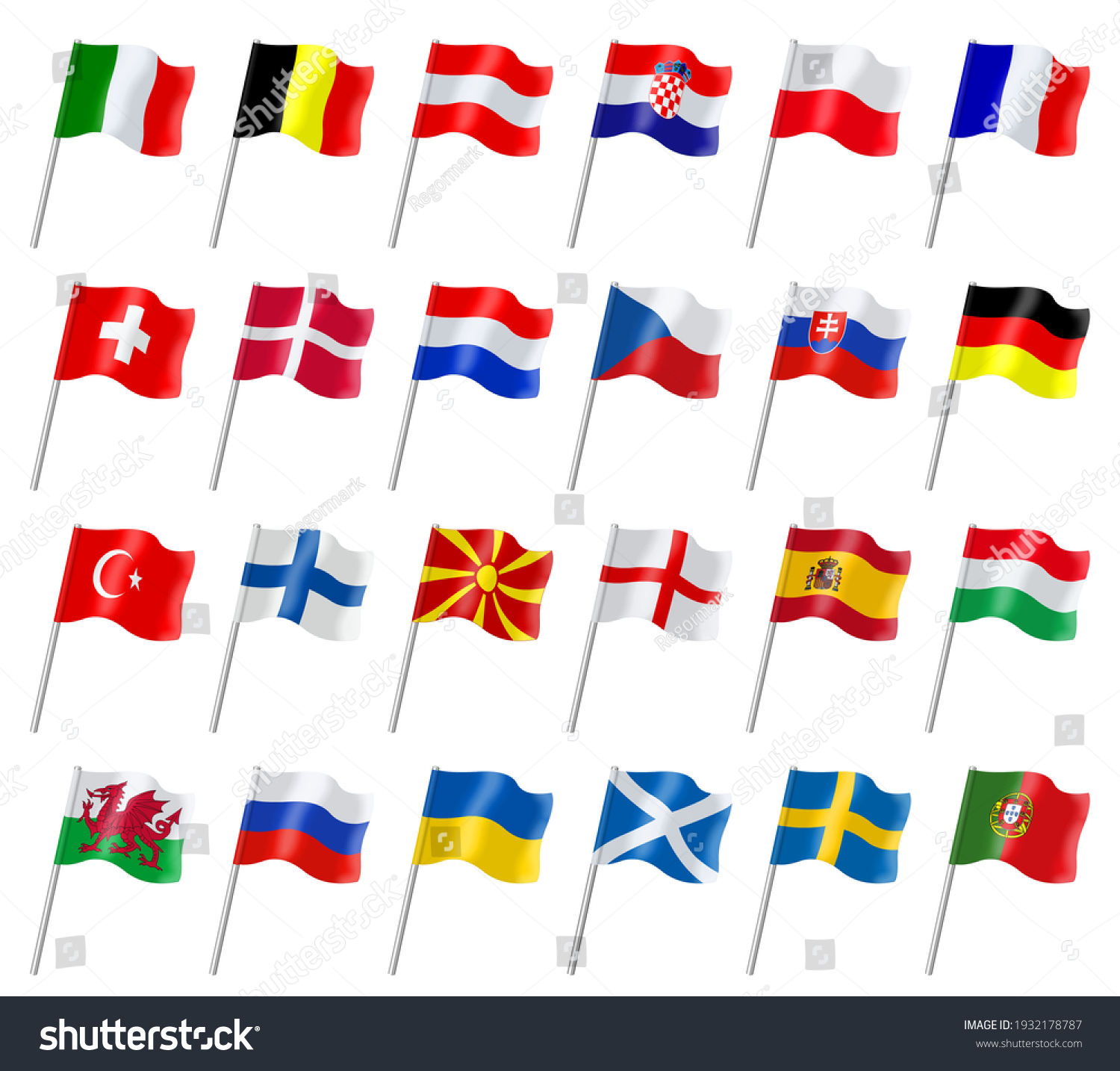 Flags Participating Teams Text 2021 Cup Stock Illustration 1932178787 ...