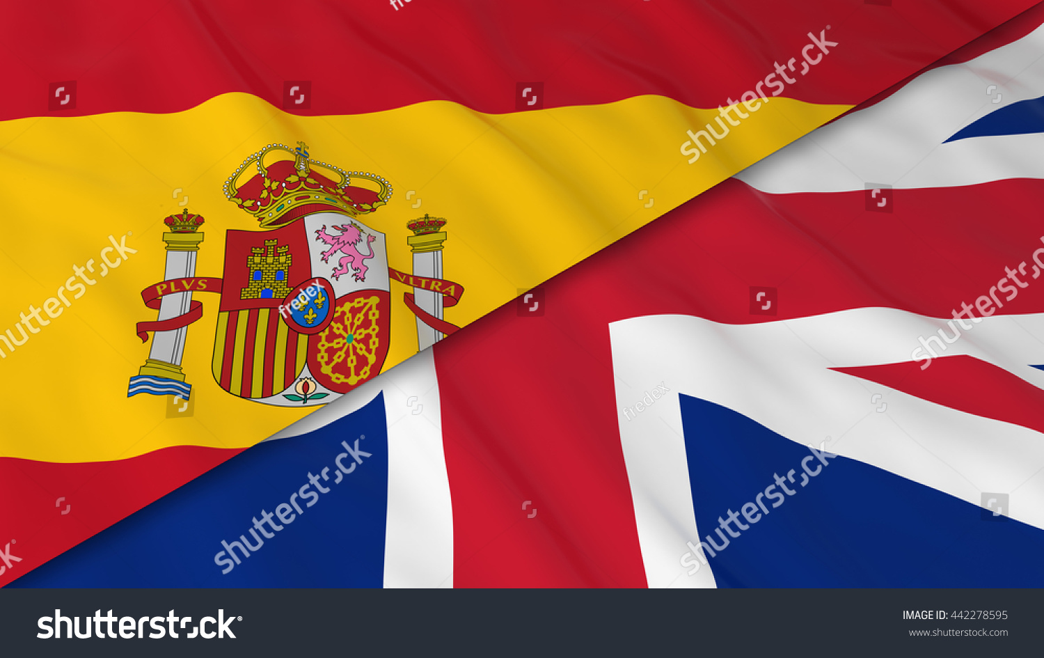 Flags Of Spain And The United Kingdom - Split Spanish Flag And British ...