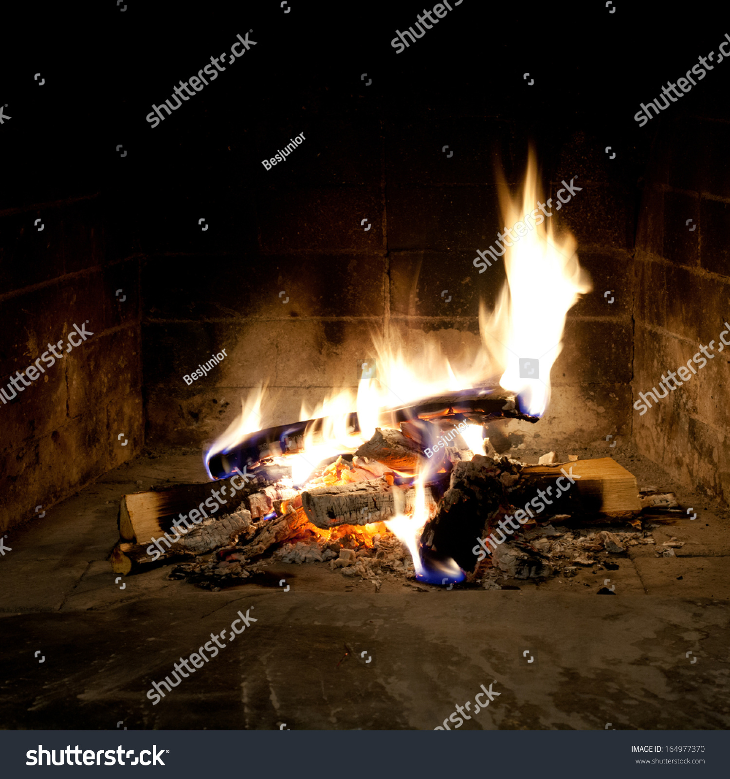 Flames Fire Fireplace Realistic Fire Stock Photo Edit Now 164977370