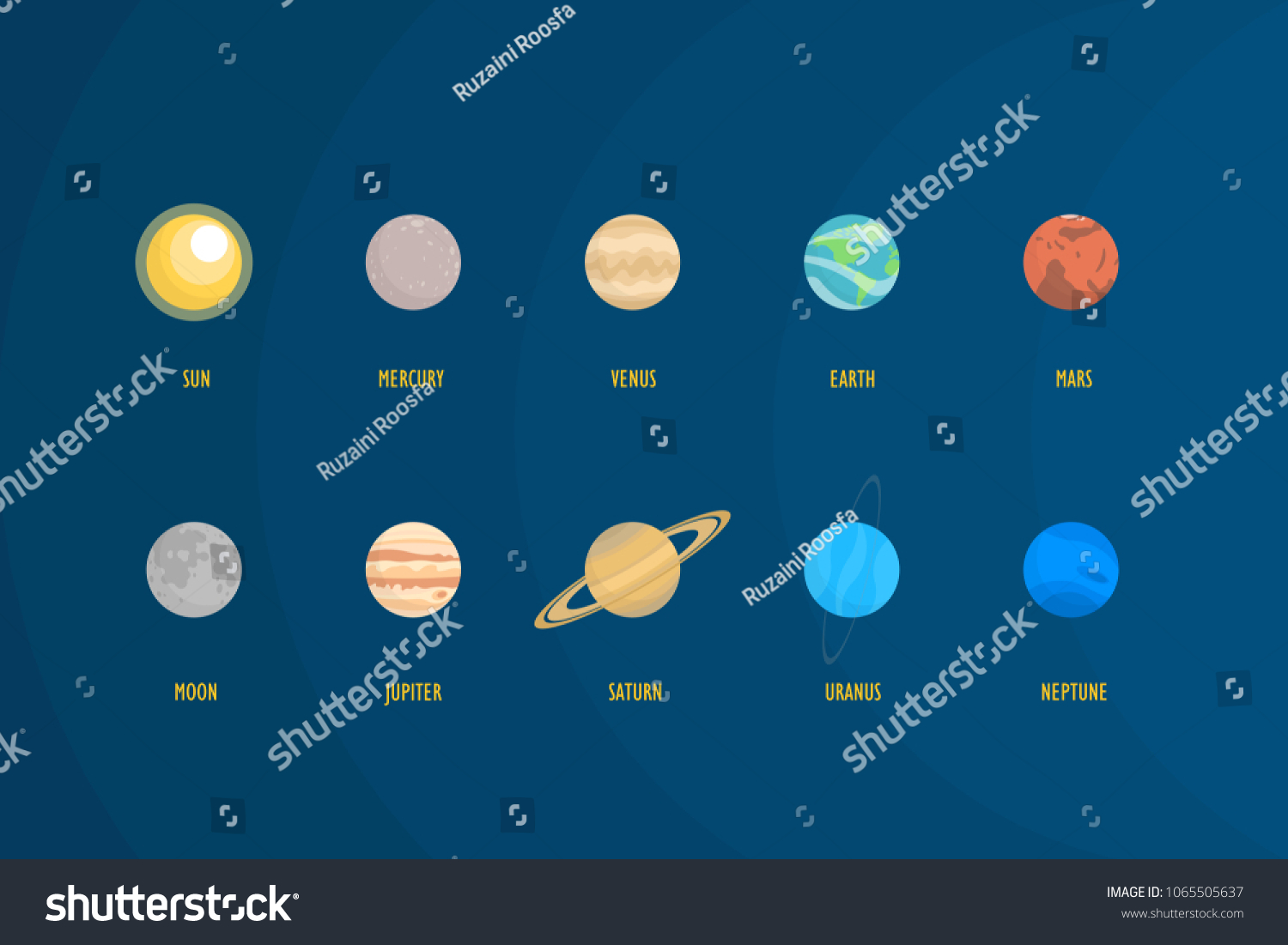 Flat Illustration Planets Solar System Floating Stock Illustration ...