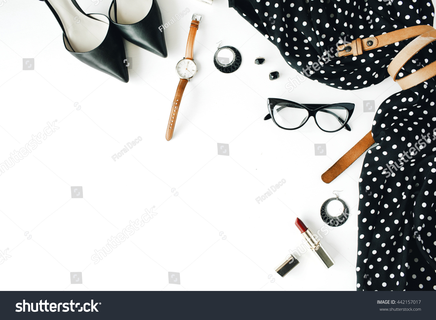 Flat Lay Feminine Clothes Accessories Collage Stock Photo 442157017 ...
