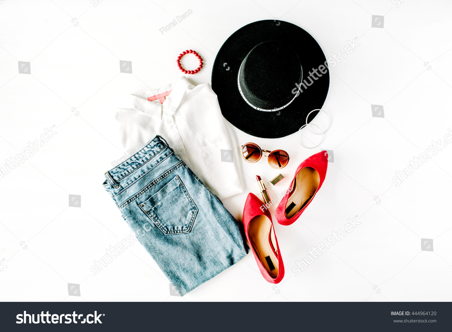 Flat Lay Feminini Clothes Accessories Collage Stock Photo (Edit Now ...