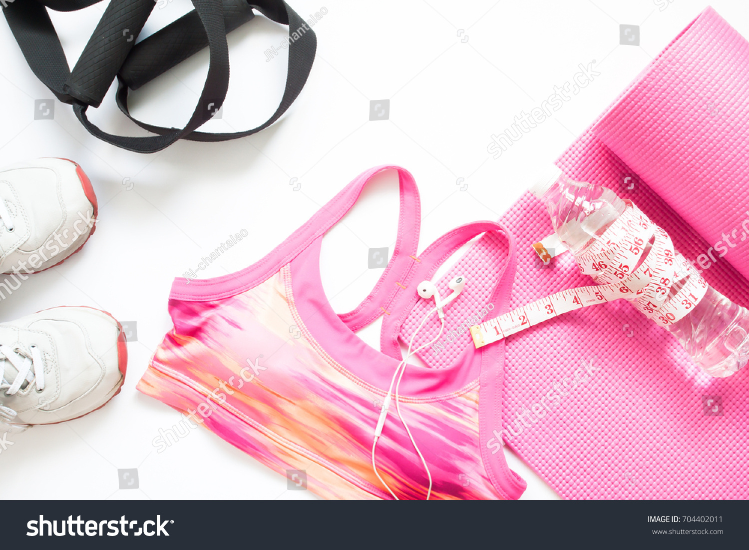 Flat Lay Sport Equipments Pink White Stock Photo 704402011 | Shutterstock