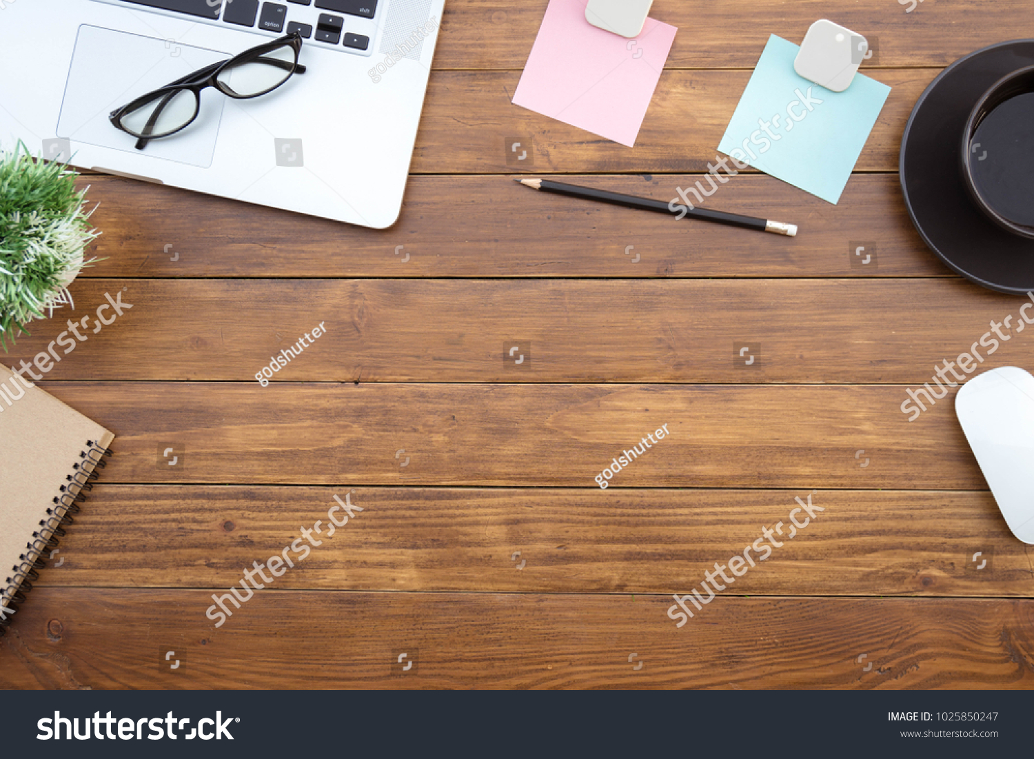 Flat Lay Top View Desk Work Stock Photo Edit Now 1025850247
