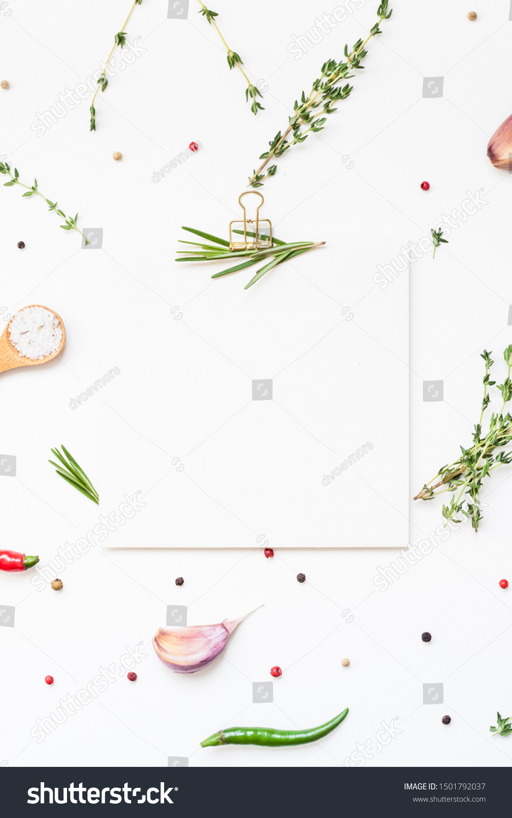 Download Flat Lay Overhead View Blank Recipe Stock Photo Edit Now 1501792037