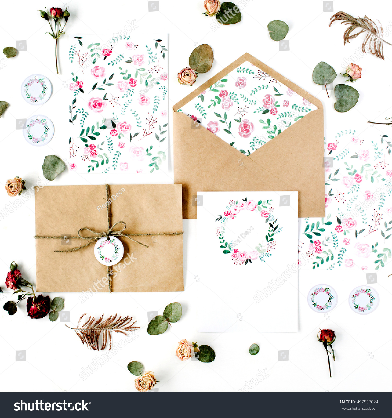 Flat Lay Workspace Wedding Invitation Cards Stock Photo (Edit Now ...