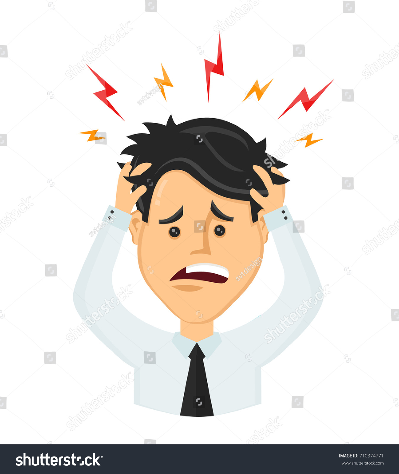 Flat Man Businessman Headache Compassion Fatigue Stock Illustration ...