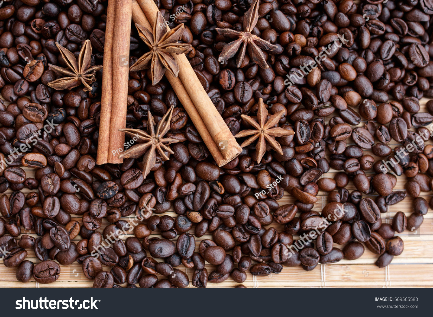 Flavored Coffee Beans Anise Spices Christmas Stock Photo Edit Now 569565580