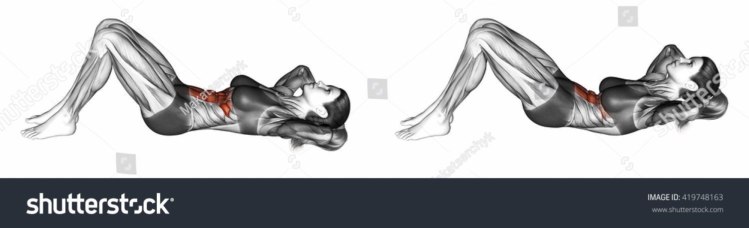 Flexion Trunk Rise Pelvis Lying On Stock Illustration 419748163