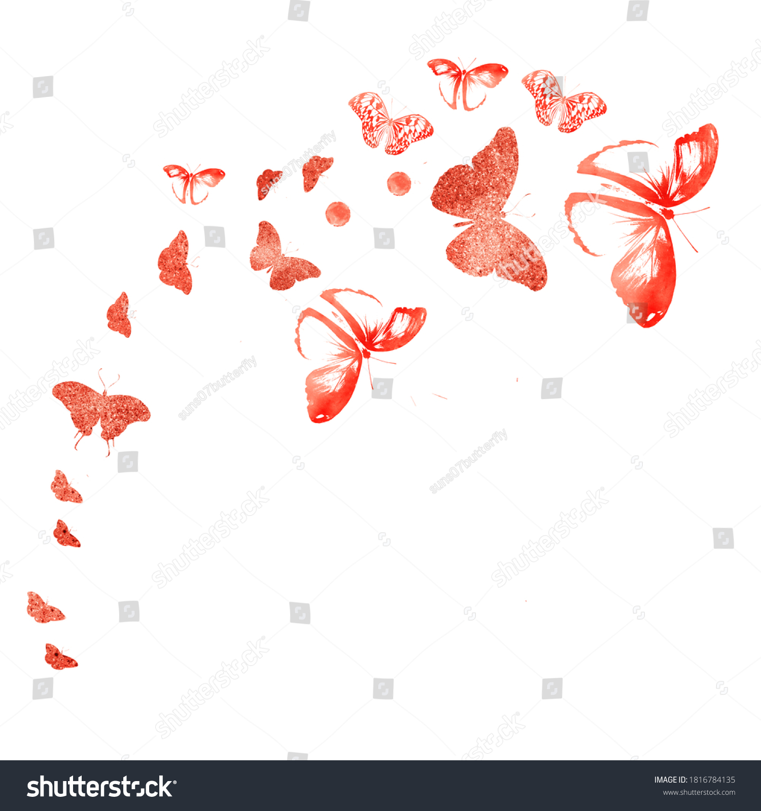 Flock Silhouette Butterflies On White Stock Illustration 1816784135 ...